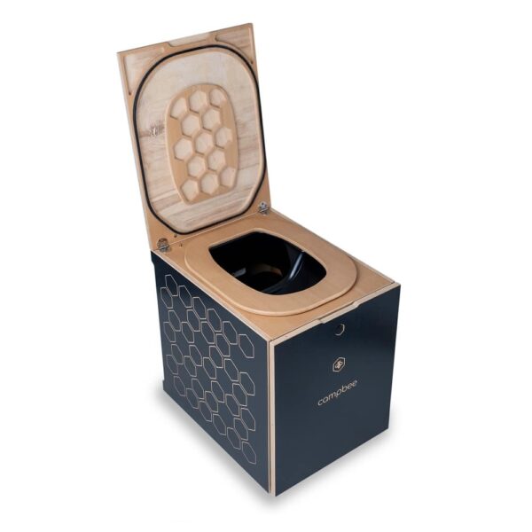 Trenntoilette campbee Hive One anthrazit Sitz geöffnet von vorn oben