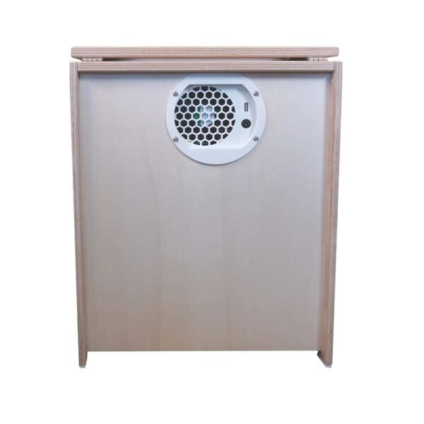 Trenntoilette campbee Hive One Rückseite mit Lüfter