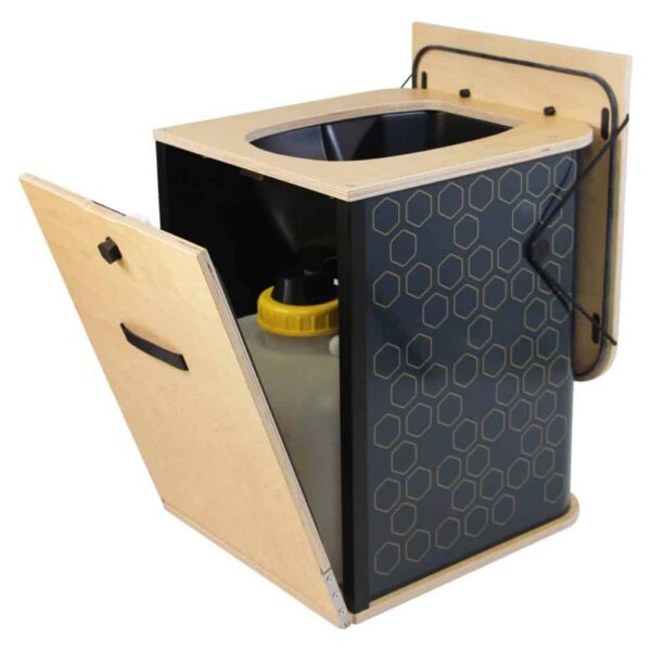 Trenntoilette campbee hive two comfort anthrazit Front und Sitz geöffnet