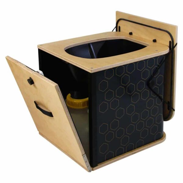 Trenntoilette campbee hive two standard anthrazit front und Sitz geöffnet