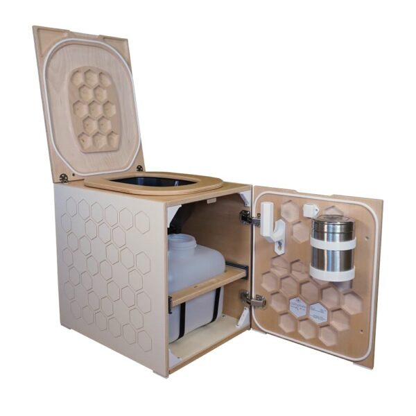 Trenntoilette campbee Hive One weiß Sitz und front geöffnet